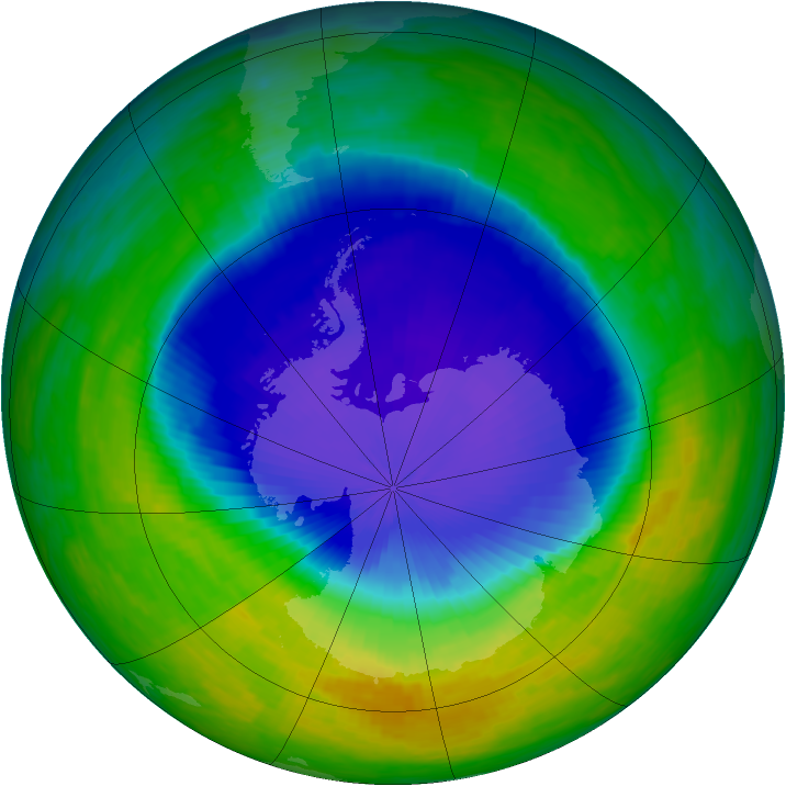Antarctic ozone map for 05 November 1993